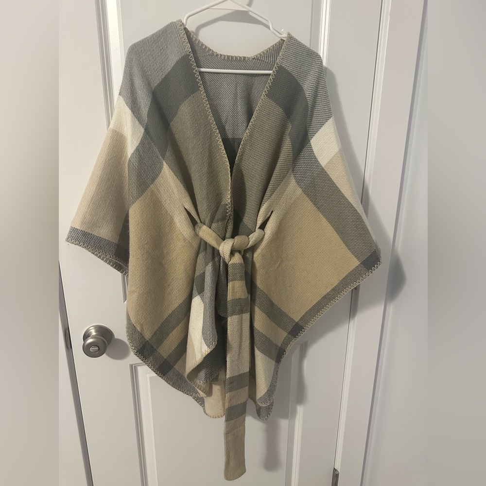 Merona multi-colored tie front wrap poncho. Size OS.